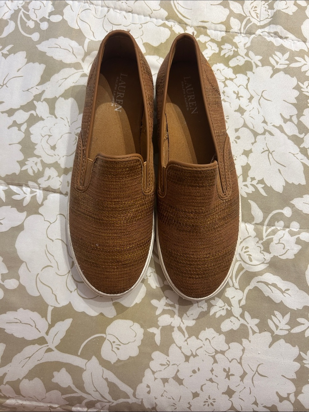 Lauren Ralph Lauren Brown Slip-On Knit Sneakers